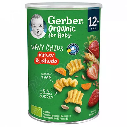 Gerber Wavy chips Mrkev&jahoda BIO 35g 12m+