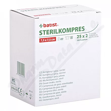 STERILKOMPRES gaza 8vr.17n. 7,5x7,5cm 25x2szt